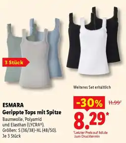 Lidl ESMARA Gerippte Tops mit Spitze Angebot