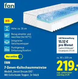 Lidl FAN 7-Zonen-Kaltschaummatratze Angebot