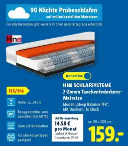 Lidl HN8 SCHLAFSYSTEME 7-Zonen Taschenfederkern-Matratze Angebot