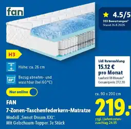 Lidl FAN 7-Zonen-Taschenfederkern-Matratze Angebot