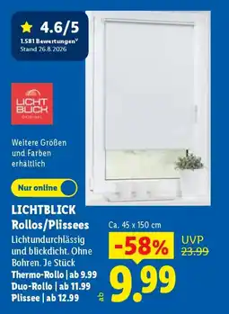 Lidl LICHTBLICK Rollos/Plissees Angebot