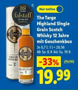Lidl The Targe Highland Single Grain Scotch Whisky 12 Jahre mit Geschenkbox Angebot