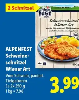 Lidl ALPENFEST Schweine schnitzel Wiener Art Angebot