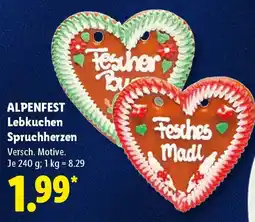 Lidl ALPENFEST Lebkuchen Spruchherzen Angebot