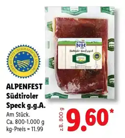 Lidl ALPENFEST Südtiroler Speck g.g.A. Angebot