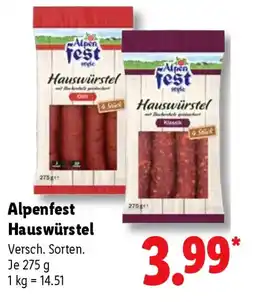 Lidl Alpenfest Hauswürstel Angebot