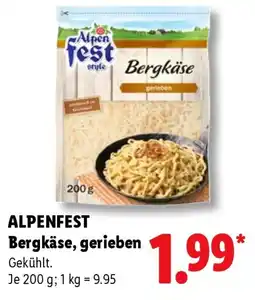 Lidl ALPENFEST Bergkäse, gerieben Angebot