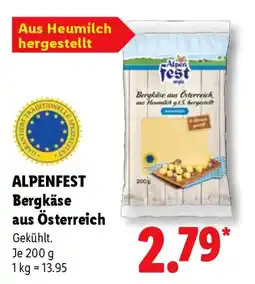 Lidl ALPENFEST Bergkäse aus Österreich Angebot