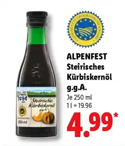 Lidl ALPENFEST Steirisches Kürbiskernöl g.g.A. Angebot