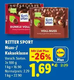 Lidl Ritter Sport Nuss-/Kakaoklasse Angebot