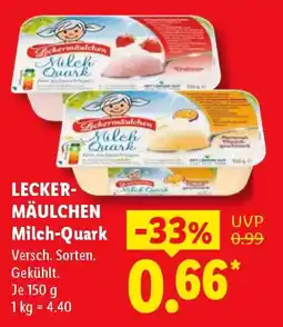 Lidl Lecker-Mäulchen Milch-Quark Angebot