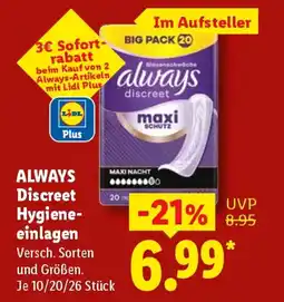 Lidl ALWAYS Discreet Hygiene-einlagen Angebot