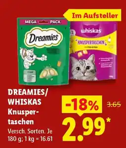 Lidl Dreamies/Whiskas Knusper-taschen Angebot
