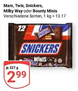 Globus Mars, Twix, Snickers, Milky Way oder Bounty Minis Angebot