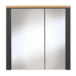 Netto Marken-Discount Bad-Spiegelschrank Carbona mit 2 Spiegeltüren & Glasböden, Soft-Close, Anthrazit/Artisan Eiche Angebot