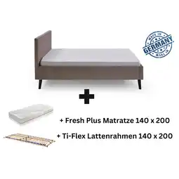 Netto Marken-Discount Polsterbett 140 x 200 Viola Bettgestell mit Kopfteil Taupe Angebot