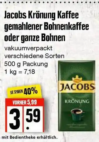 Edeka Frischemarkt Jacobs Krönung Kaffee Gemahlener Bohnenkaffee Oder Ganze Bohnen Angebot