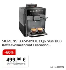MediaMarkt SIEMENS TE651509DE EQ6 plus s100 Kaffeevollautomat Diamond Angebot