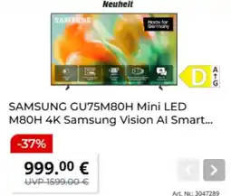 MediaMarkt SAMSUNG GU75M80H Mini LED M80H 4K Samsung Vision AI Smart Angebot