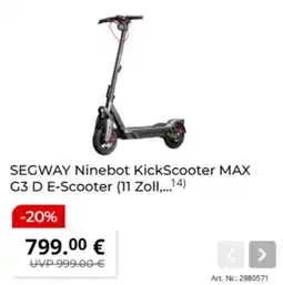MediaMarkt SEGWAY Ninebot KickScooter MAX G3 D E-Scooter Angebot