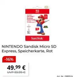 MediaMarkt NINTENDO Sandisk Micro SD Express, Speicherkarte, Rot Angebot