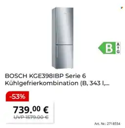 MediaMarkt BOSCH KGE398IBP Serie 6 Kühlgefrierkombination Angebot