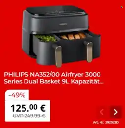 MediaMarkt PHILIPS NA352/00 Airfryer 3000 Series Dual Basket Angebot
