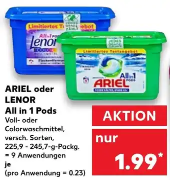 Kaufland Ariel oder Lenor All in 1 Pods Angebot