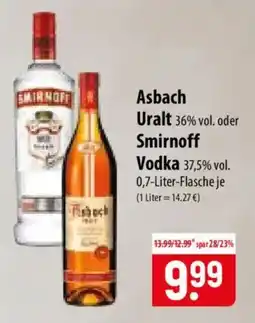 Famila Nord Ost Asbach Uralt oder Smirnoff Vodka Angebot