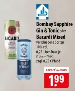 Famila Nord Ost Bombay Sapphire Gin & Tonic oder Bacardi Mixed Angebot