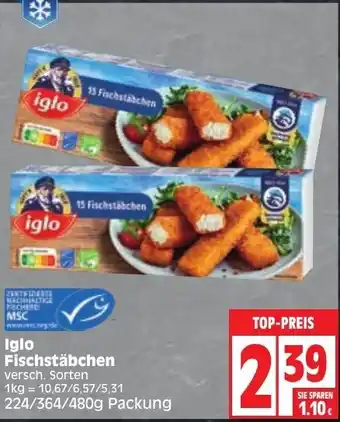 Edeka Iglo Fischstäbchen 224/364/480g Angebot