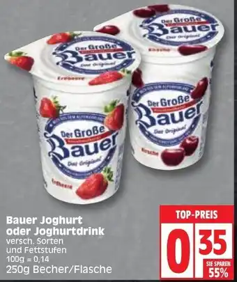 Edeka Bauer Joghurt oder Joghurtdrink 250g Becher Angebot