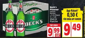 Edeka Beck's Pilsener 20x0,5L Angebot