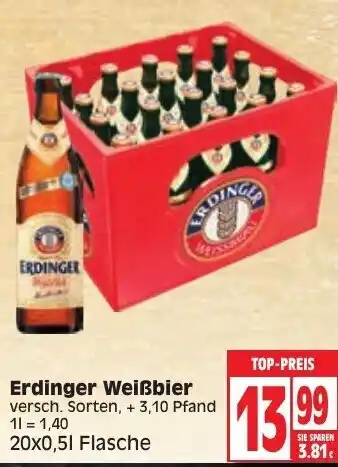 Edeka Erdinger Weißbier 20x0,5L Angebot