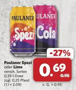 Combi Paulaner Spezi oder Limo Angebot