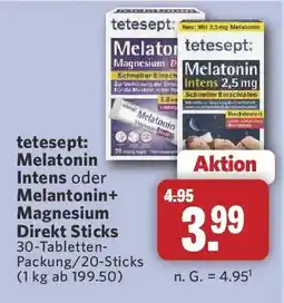 Combi tetesept: Melatonin Intens oder Melantonin+ Magnesium Direkt Sticks Angebot