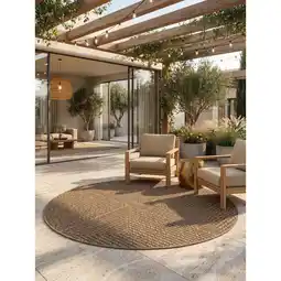 Netto Marken-Discount Outdoor-Teppich Fischgrät / Chevron Beige 120x120 cm Wetterfest Angebot