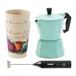 Netto Marken-Discount STONELINE Espressokocher Set mit Becher & Milchaufschäumer, Mint Angebot