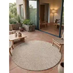 Netto Marken-Discount Outdoor-Teppich Skandinavische 3D-Bögen Beige 200x200 cm Wetterfest Angebot
