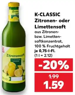 Kaufland K-CLASSIC Zitronen- oder Limettensaft Angebot