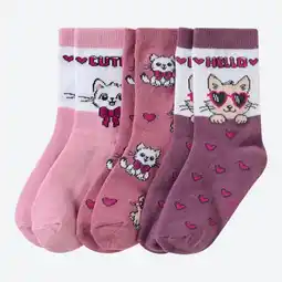 NKD Kinder-Mädchen-Socken mit Katzen-Motiven, 3er-Pack Angebot