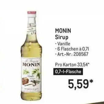 METRO Monin Sirup Vanille Angebot