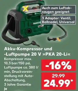 Kaufland Parkside Akku-Kompressor und Luftpumpe 20 V »PKA 20-Li« Angebot