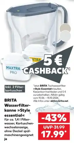 Kaufland BRITA Wasserfilterkanne Style essential Angebot