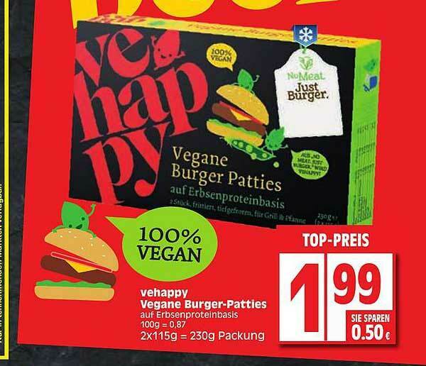 Vehappy Vegane Burgerpatties Angebot bei Edeka