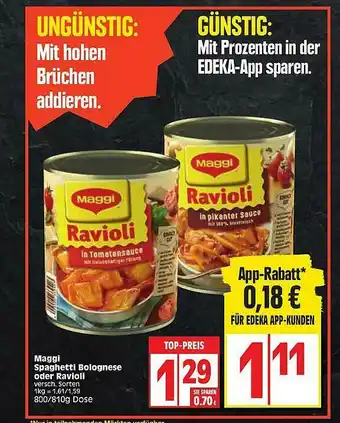 Edeka Maggi Spaghetti Bolognese Oder Ravioli Angebot