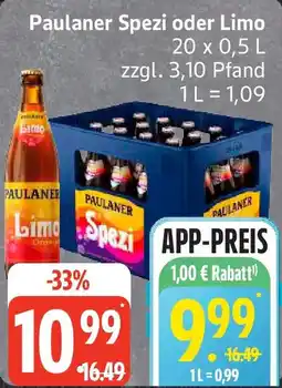 Edeka Paulaner Spezi oder Limo Angebot
