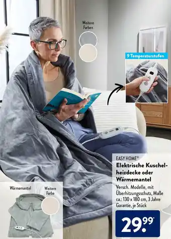 Aldi Süd Easy Home Elektrische Kuschelheizdecke oder Wärmemantel Angebot