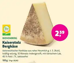 Aleco Biomarkt BIOVOMBERG Kaiserstolz Bergkäse Angebot