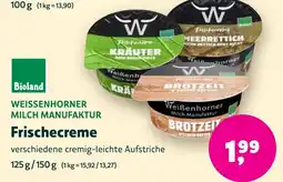 Aleco Biomarkt WEISSENHORNER MILCH MANUFAKTUR Frischecreme Angebot